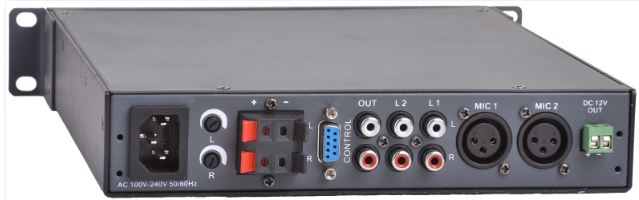 Tecom TPA-300 back -microphone inputs and line out
